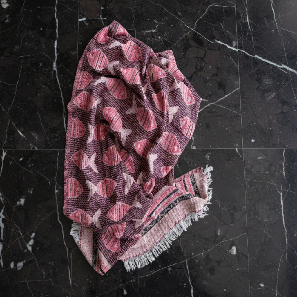 hand-loomed Turkish towel in neon pink