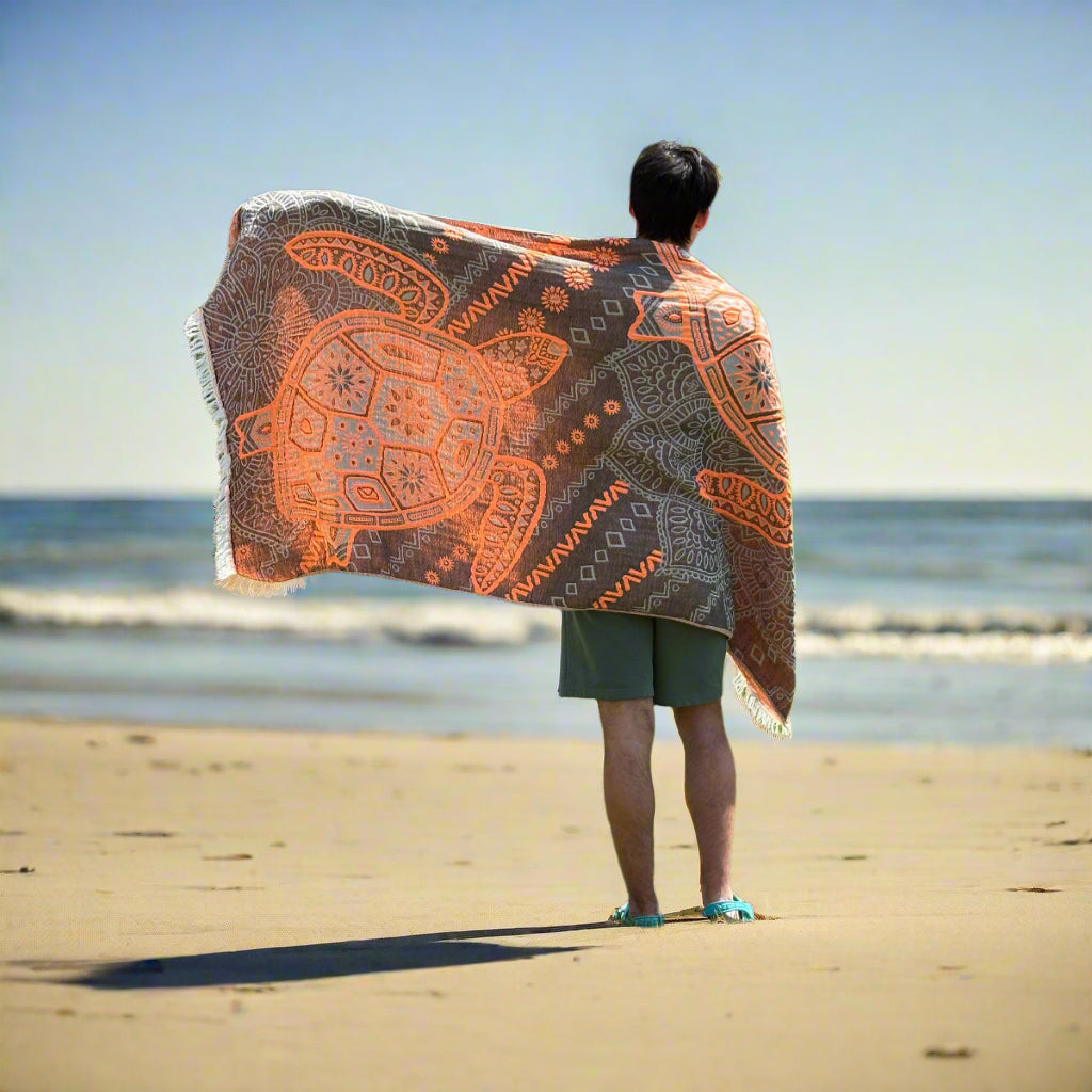 Turkish towel with  unique design in gray