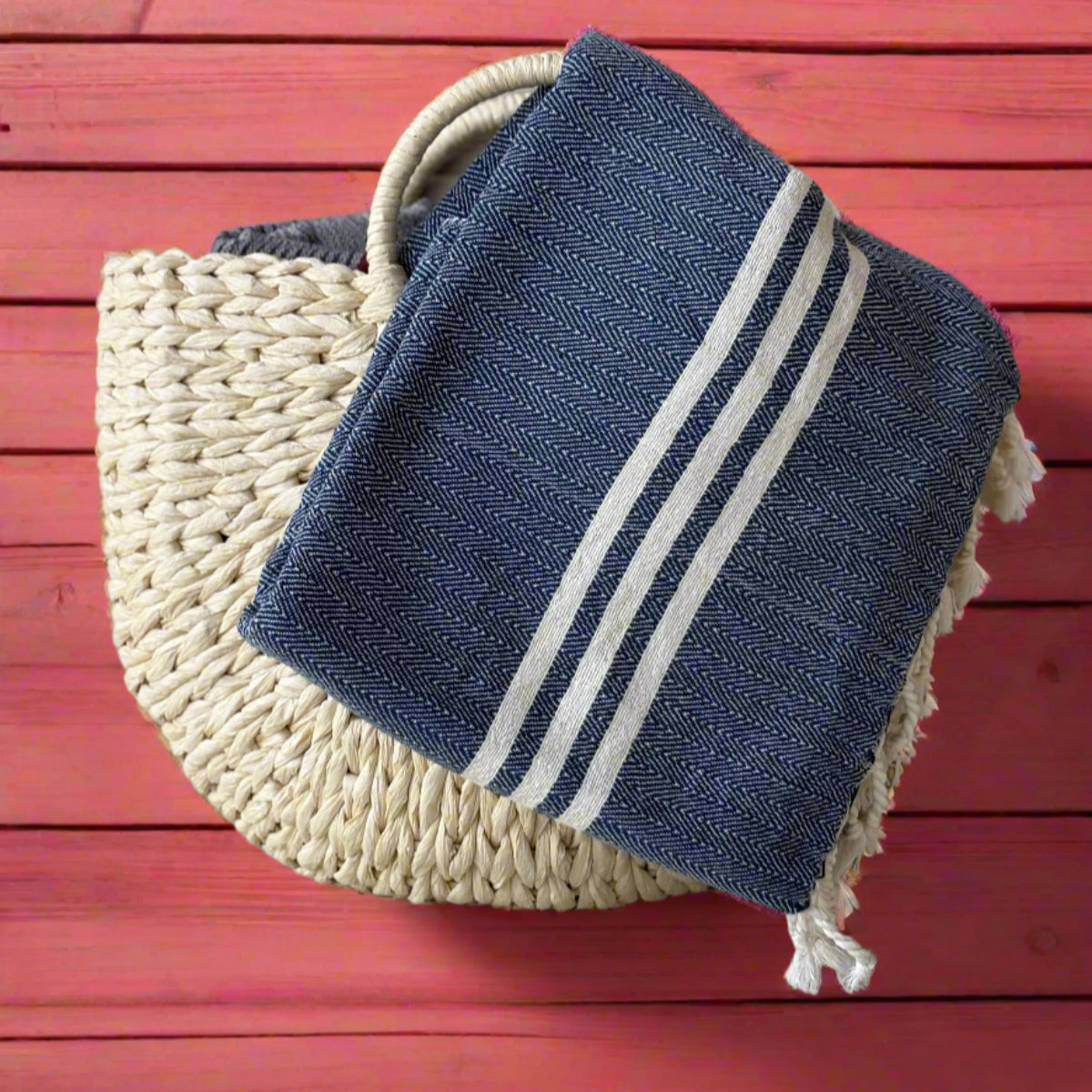 handloomed Turkish towel in navy