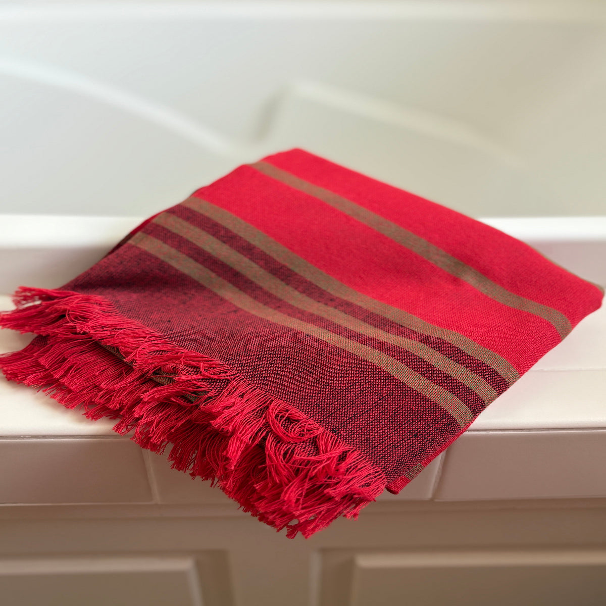 handloomed Turkish Towel in red