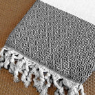 Diamond design Turkish towel in black color
