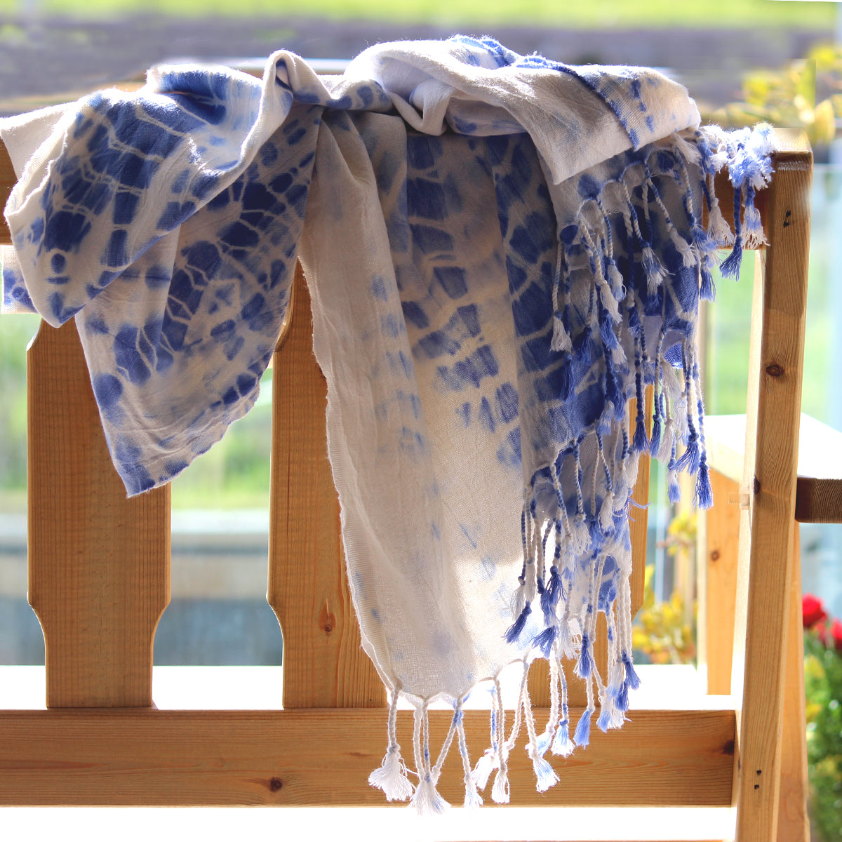 Indigo tie dye towel