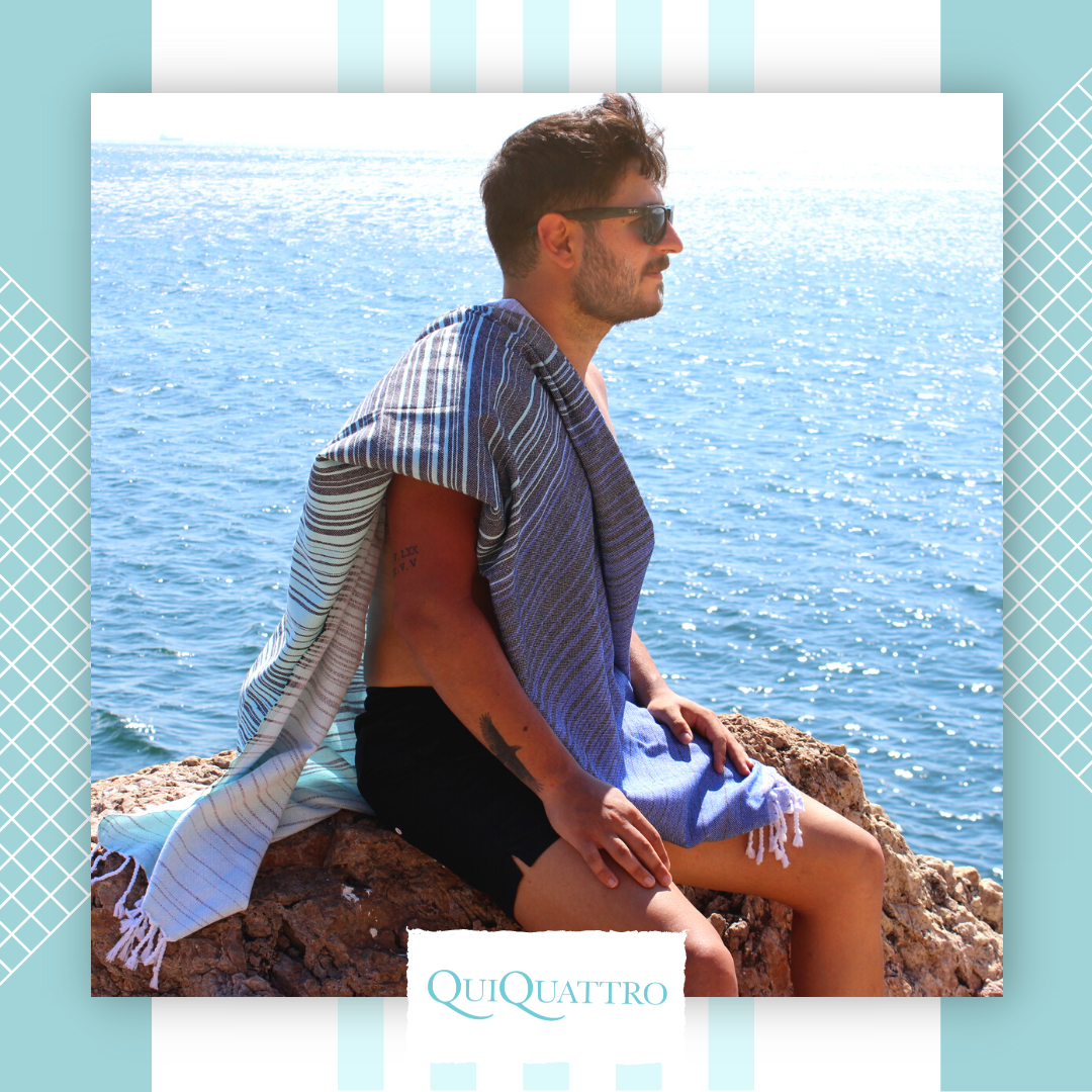 Turkish towel in blue, beach towel, bath towel