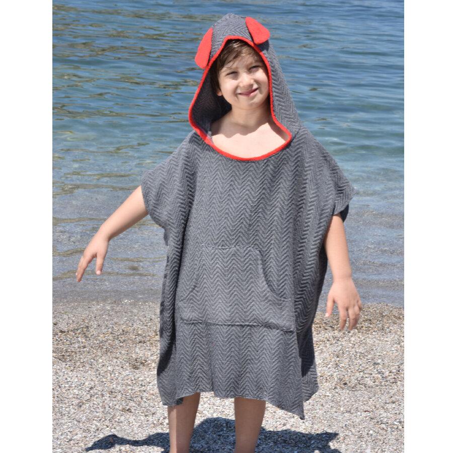 Gray Kids beachrobe from Turkish cotton