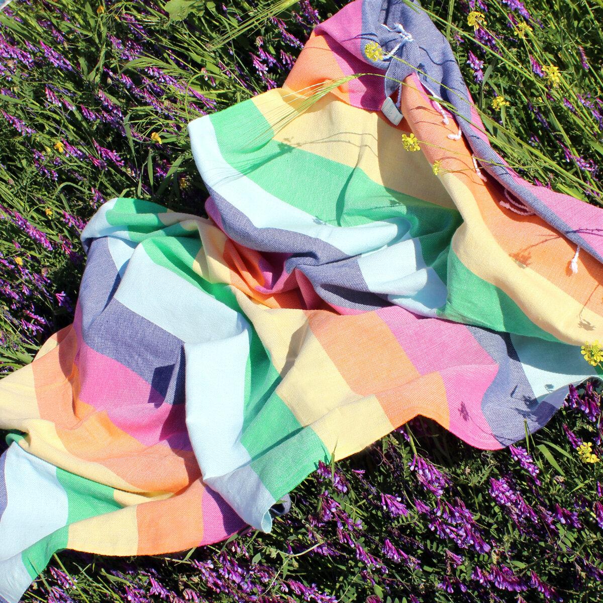 authentic rainbow colors Turkish towel