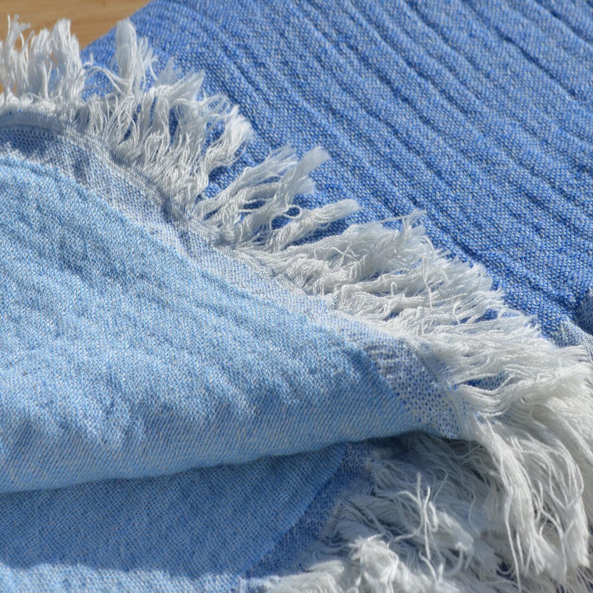blue 100% muslin bath towel