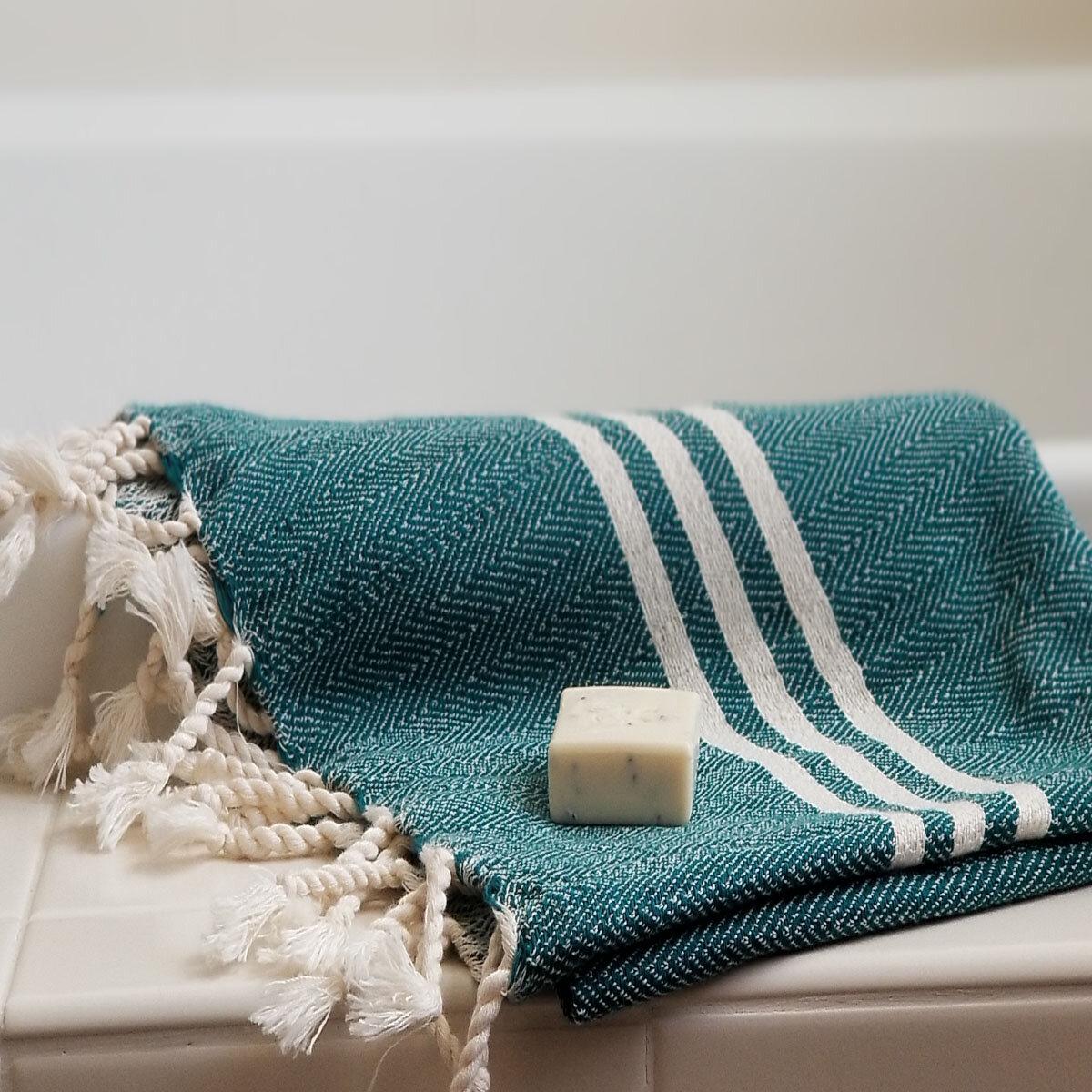 green turkish hand towel