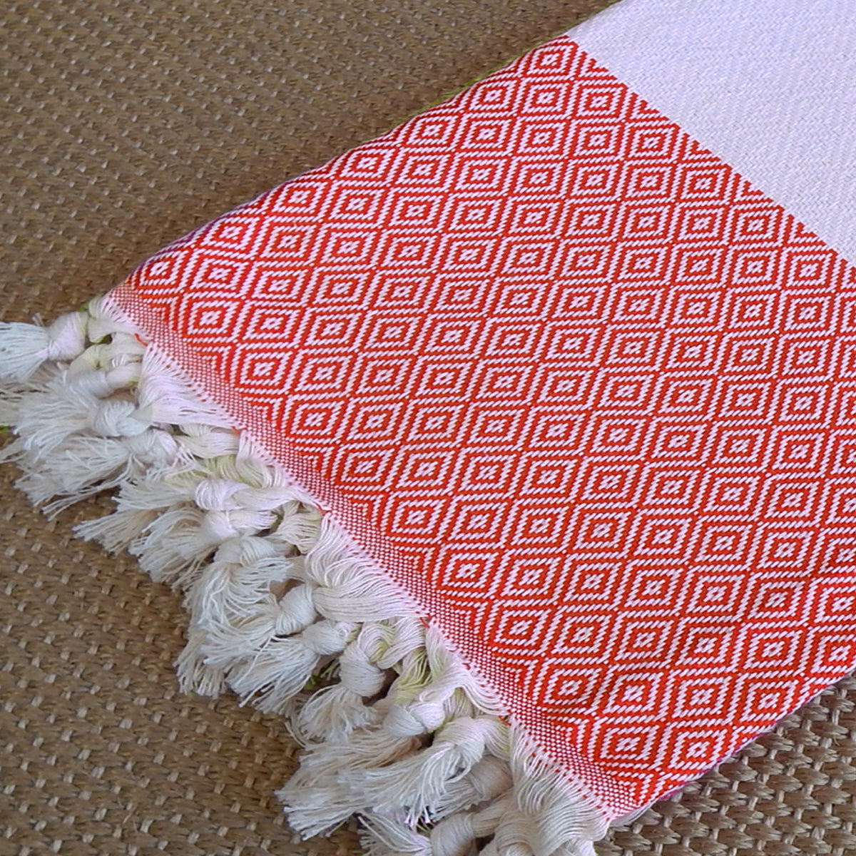 Diamond pattern Turkish Towel in Orange