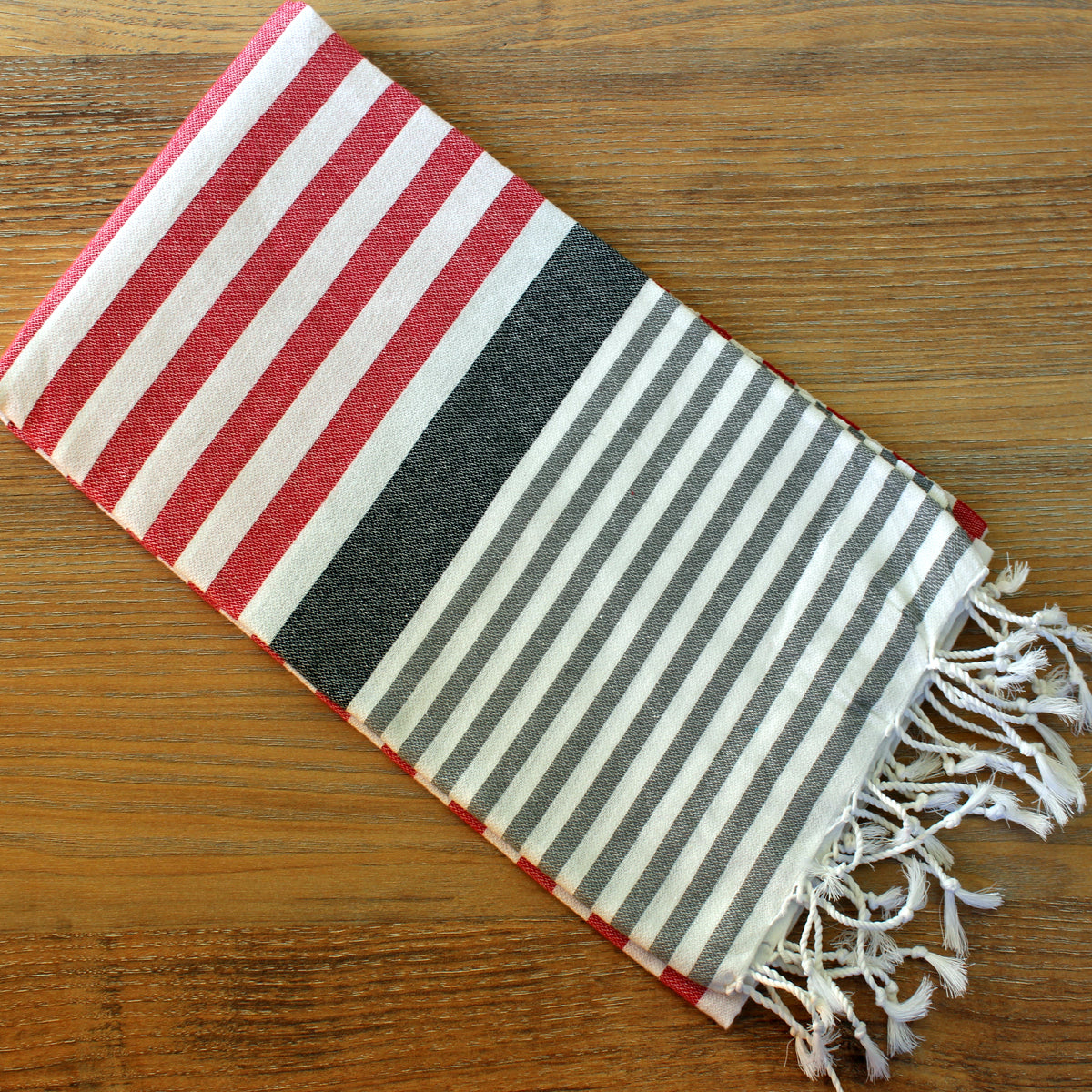 Scarlet and Grey Turkish towel