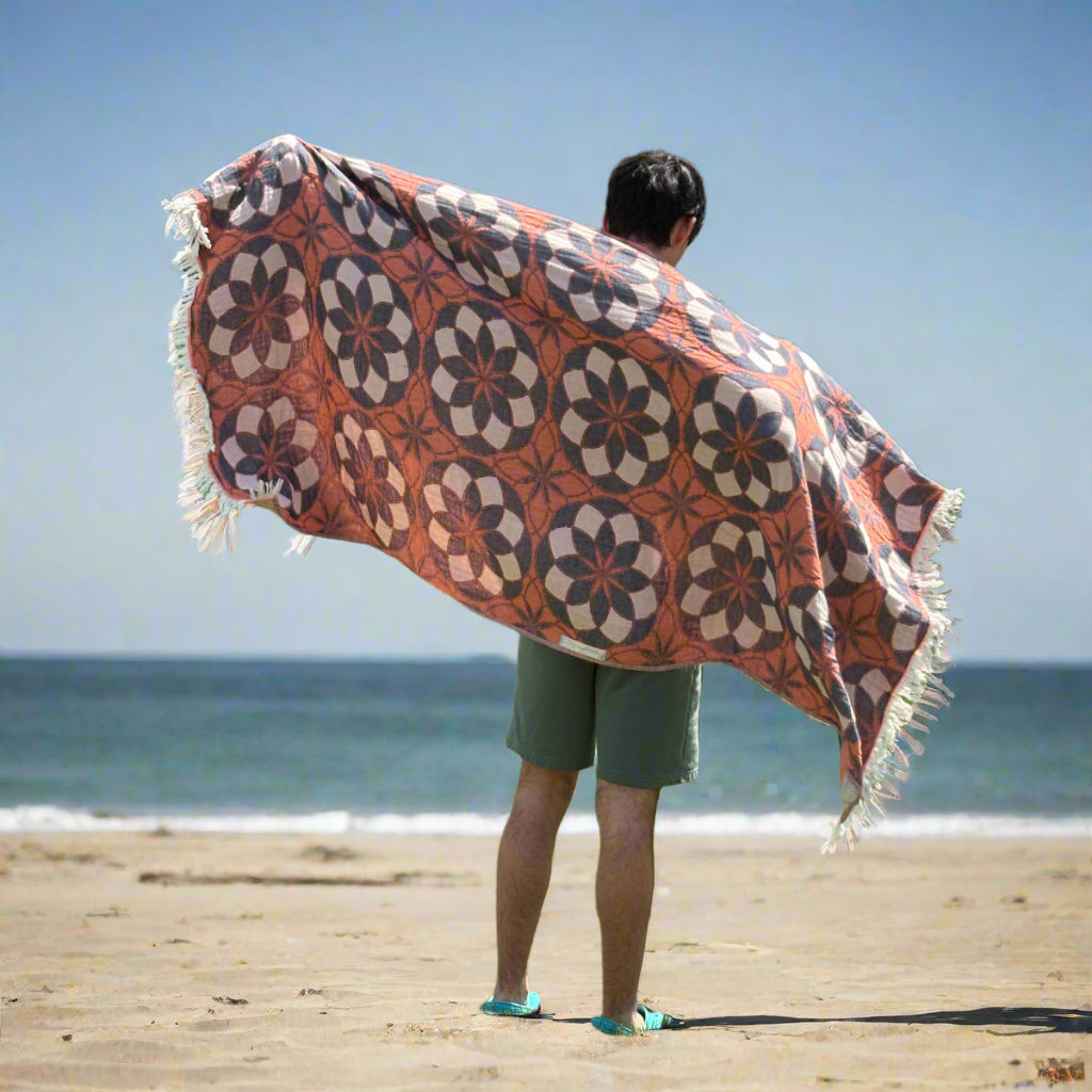 Passion Flower Reversible Turkish Towels - Authentic Handloomed