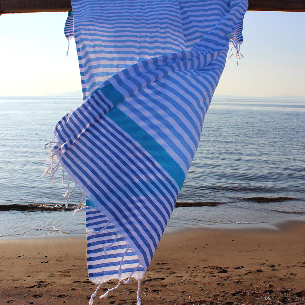 Blue  cotton Turkish towel