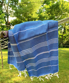 Turkish peshtemal towel in blue