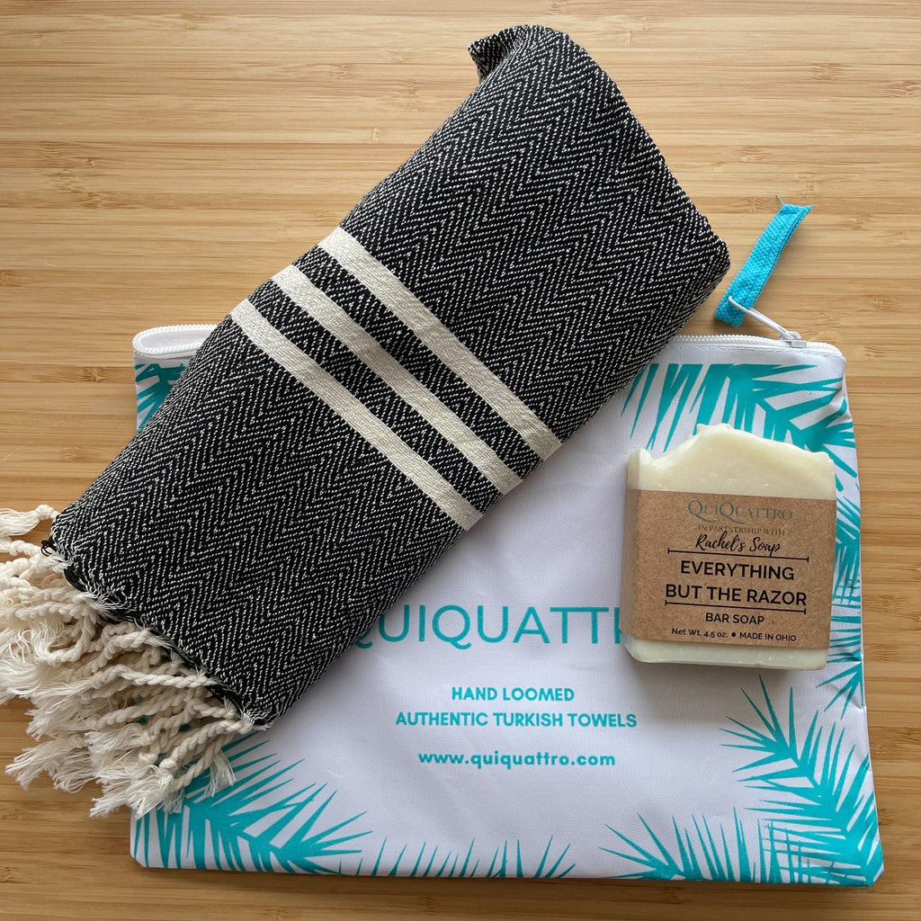 black turkish towel gift set
