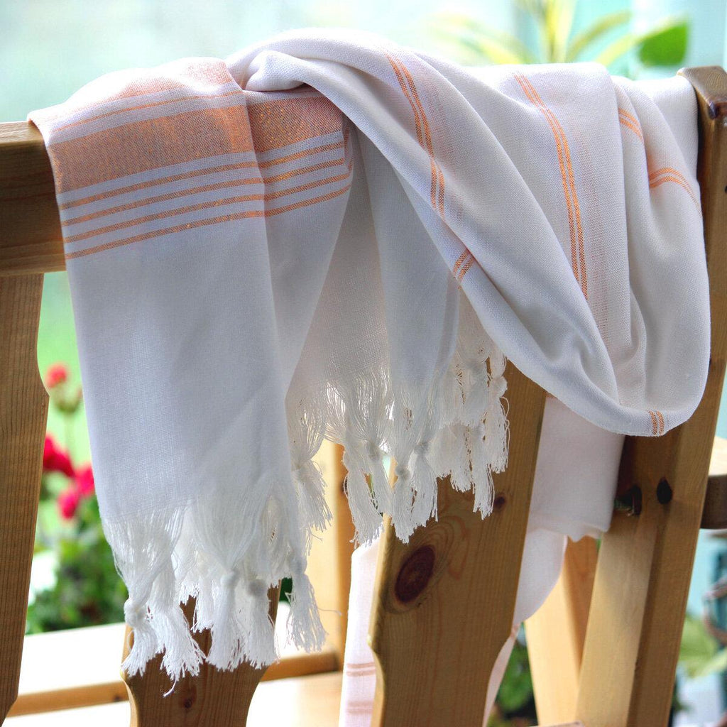 turkish towel with rose gold treads