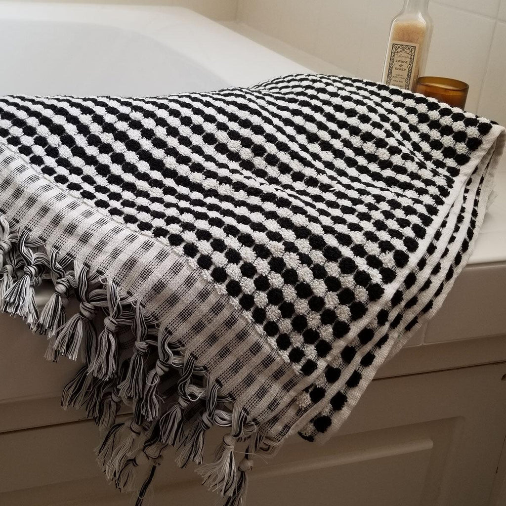 black and white turkish towel