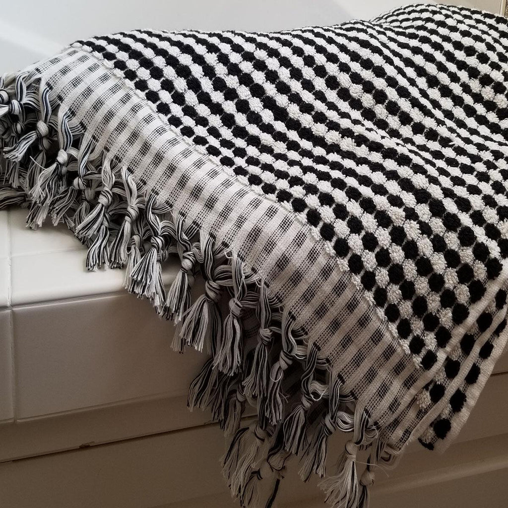 black white colored turkish towel