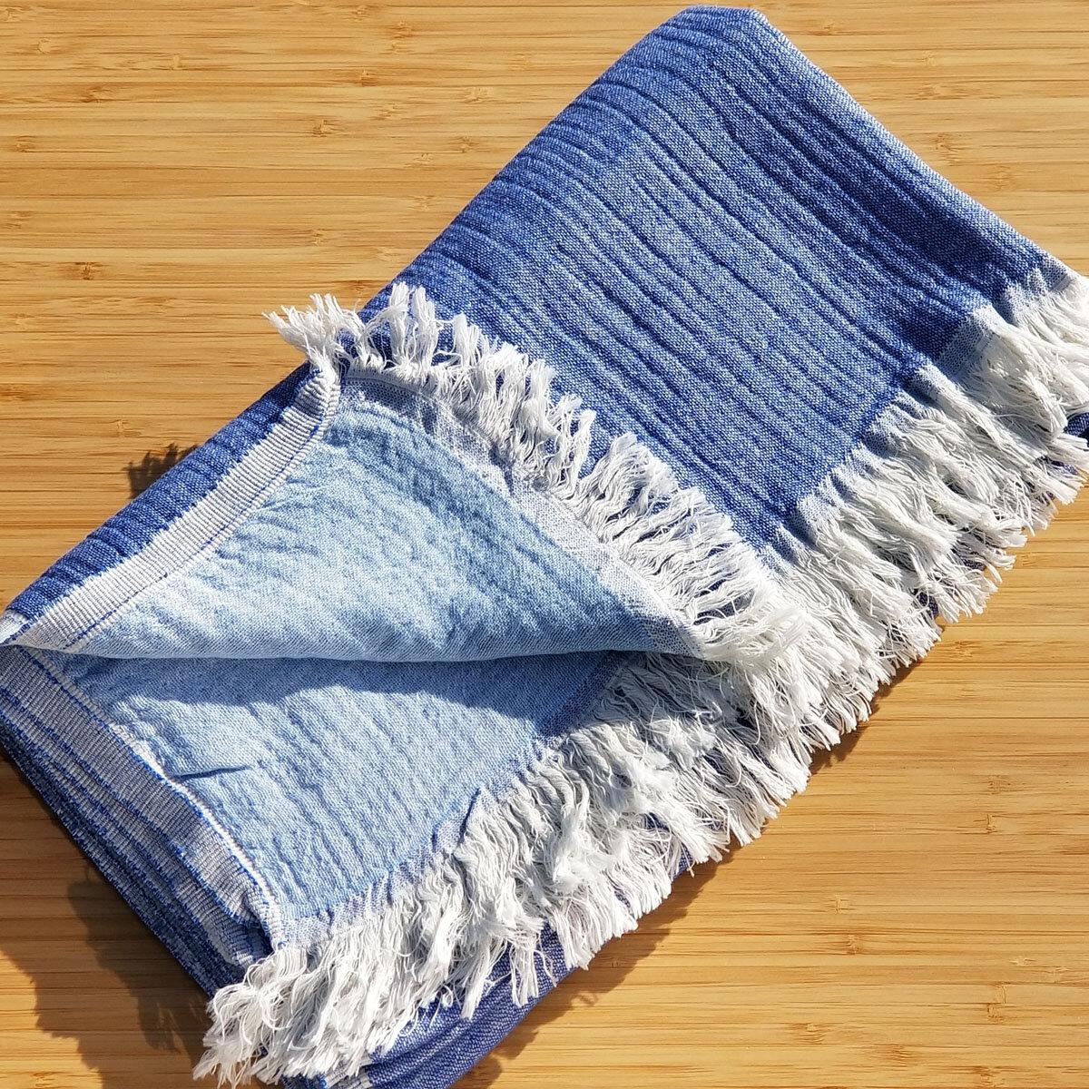 blue muslin towel