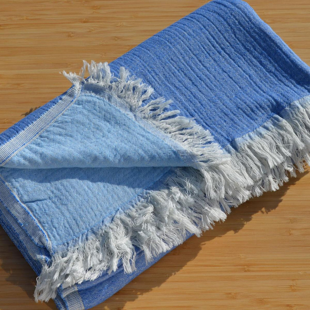 light blue muslin bath towel