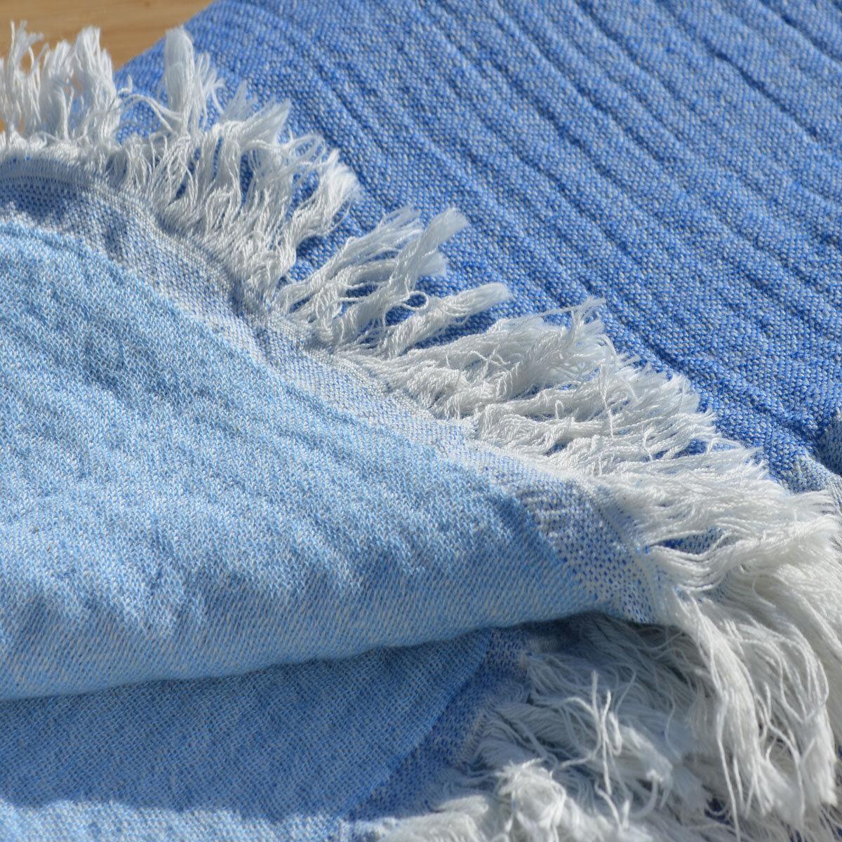 blue 100% muslin bath towel 