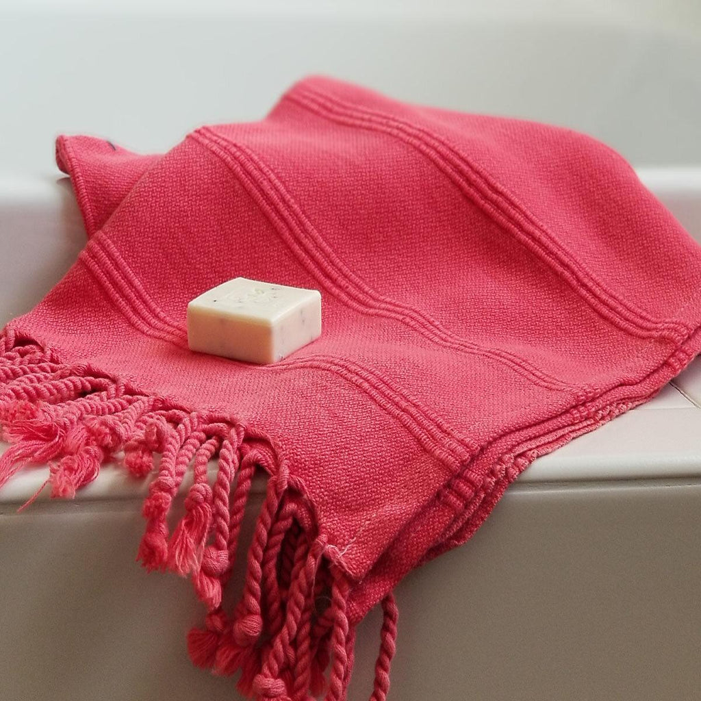 red hand towel
